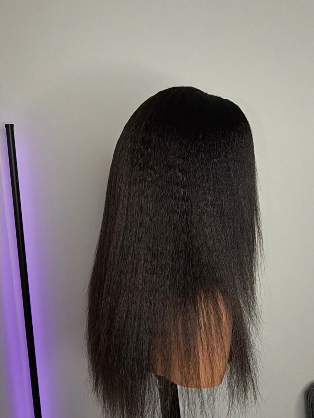 Natural Straight Human Hair Wig - Dark Brown hand made